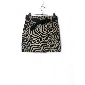 Topshop Women‎ Size 4 Black Zebra Print Military Cargo Belted Skirt Pockets